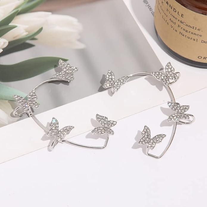 Stylish Korean Butter fly Ear Crawler Cuff Earrings For Women And Girls | Korean Golden Wrap Crawler Ear Cuff For Women And Girls 2 Pcs/Set Metal Cuff Earring