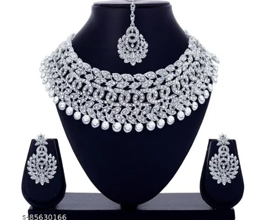 Rhodium Plated Jewellery Set White Austrian Diamond