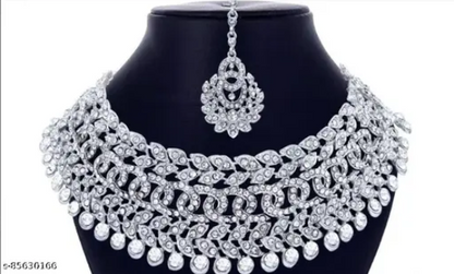 Rhodium Plated Jewellery Set White Austrian Diamond